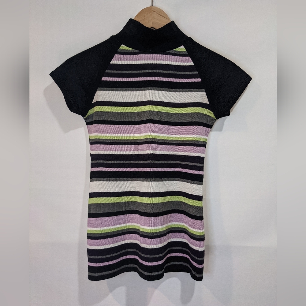 Vintage Chime Mock Neck Short Sleeve Sweater Shirt Size Small